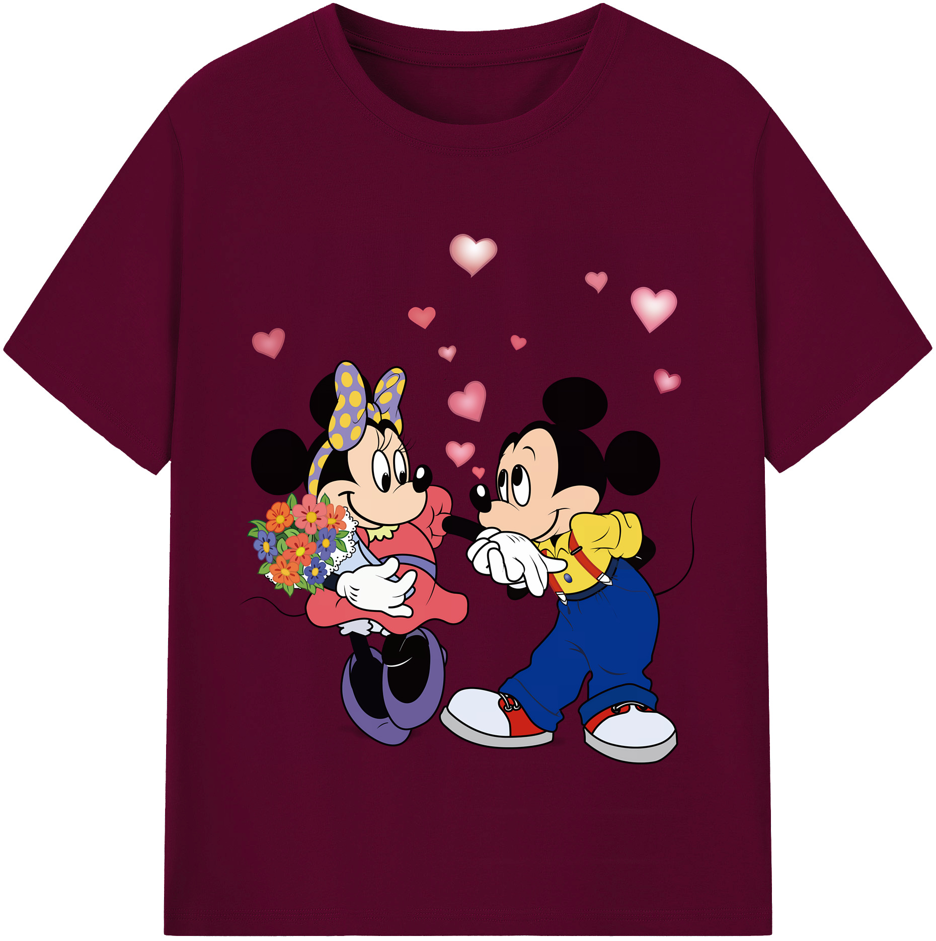 （画像用） ミッキーマウス Mickey Mouse レディースカジュアルプリントTシャツ（綿100％）